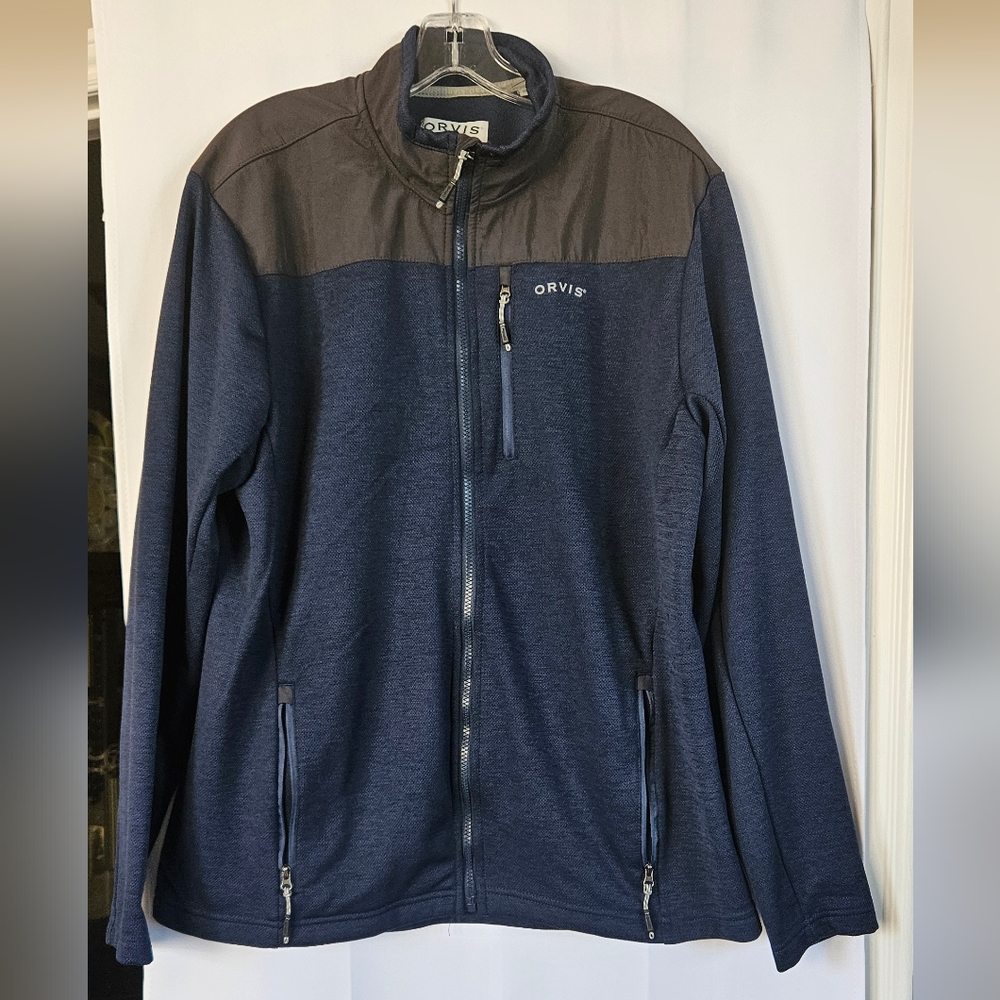 Orvis Mens bonded‎ mesh full zip fleece jacket size large